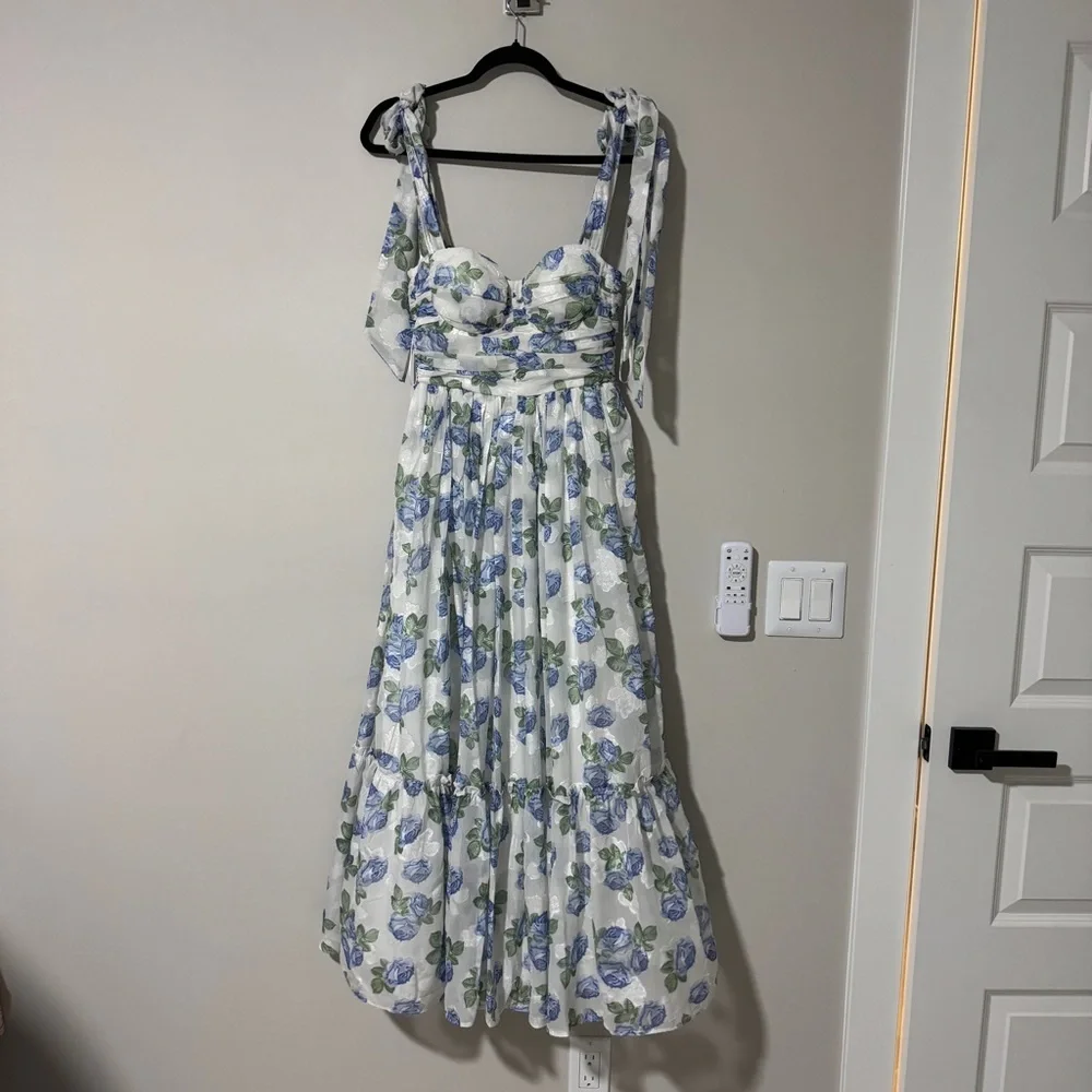 PETAL & PUP FLORET MIDI DRESS - BLUE Size Small - Picture 2 of 8